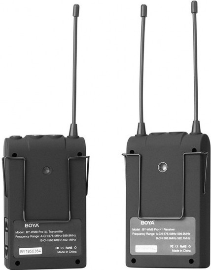 Boya UHF Duo Lavalier Microfoon Draadloos BY-WM8 Pro-K1 achterkant