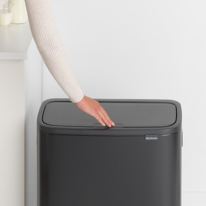 Brabantia Bo Touch Bin 60L Matte Black product in use