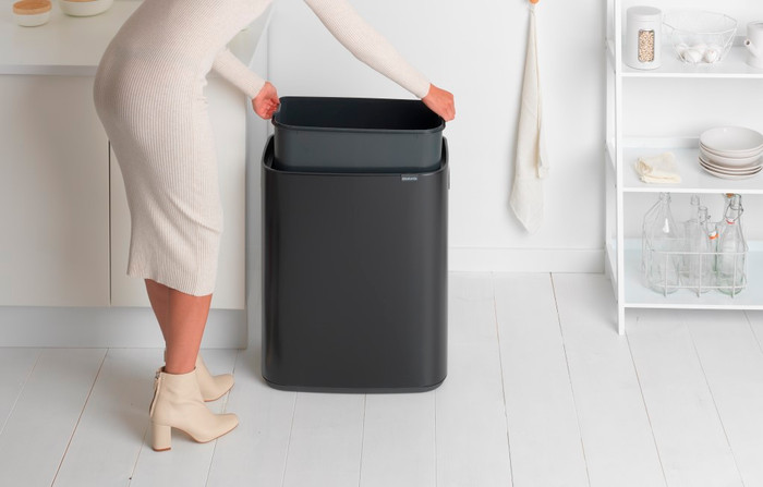 Brabantia Bo Touch Bin 60L Matte Black product in use