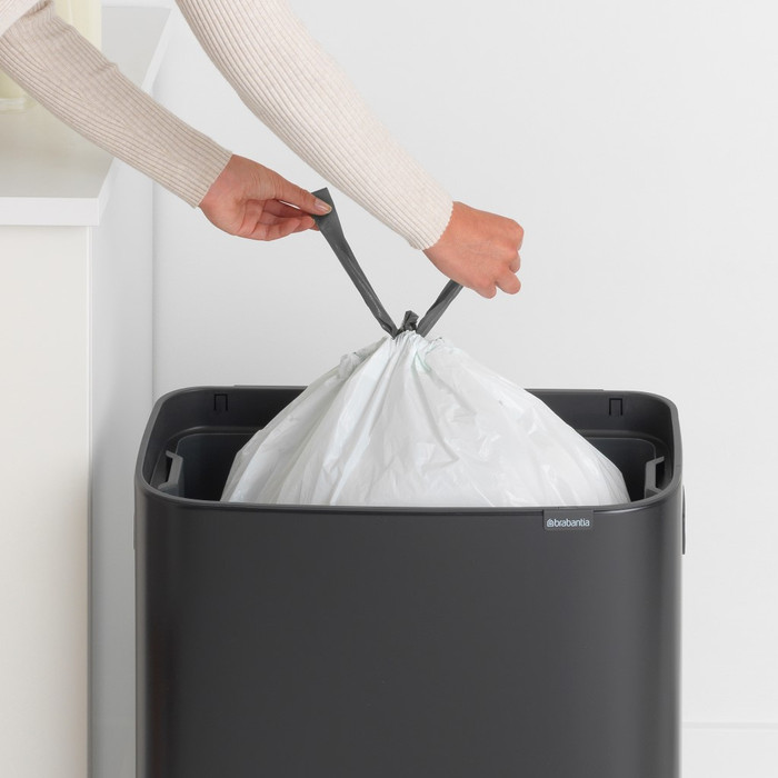 Brabantia Bo Touch Bin 60L Matte Black product in use