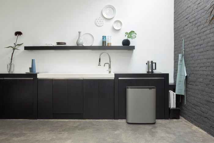 Brabantia Bo Touch Bin 60L Mineral Concrete Gray product in use
