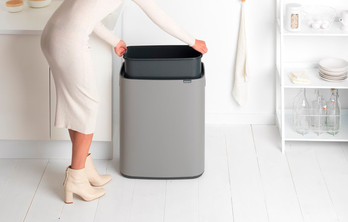 Brabantia Bo Touch Bin 60L Mineral Concrete Gray product in use