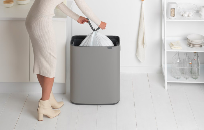 Brabantia Bo Touch Bin 60L Mineral Concrete Gray product in use