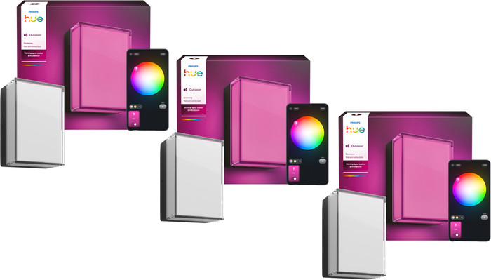 Philips Hue Scenova Outdoor Wall and Ceiling Lamp 3-Pack Main Image