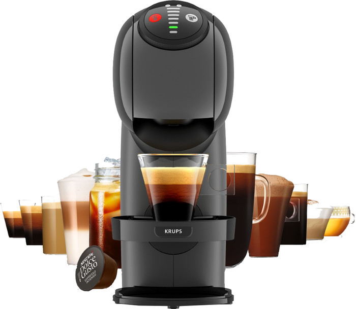 Krups Genio S YY5895FD Antraciet + Koffie product in gebruik