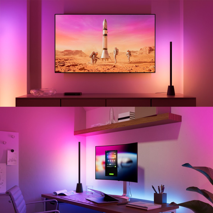 Philips Hue Play Tafellamp White and Color + HDMI Sync Box 8K product in gebruik