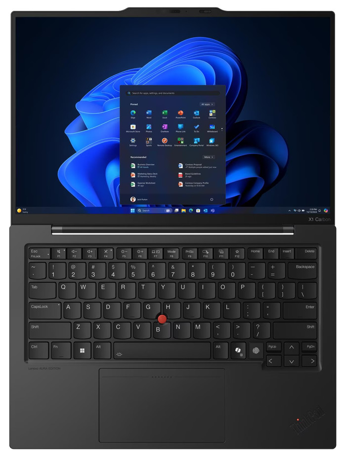 Lenovo ThinkPad X1 Carbon G13 (Intel) Copilot+ PC - 21NS016DMH QWERTY bovenkant