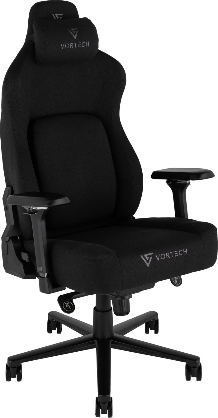 Vortech Prestige Gamestoel Zwart + Vortech Vloermat Zwart linkerkant