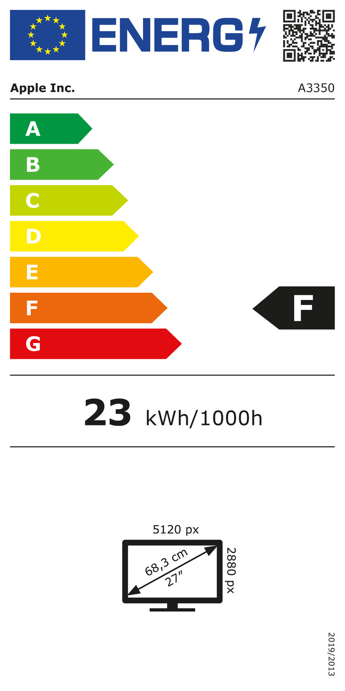 Apple Studio Display (2026) with VESA Mounting energy label