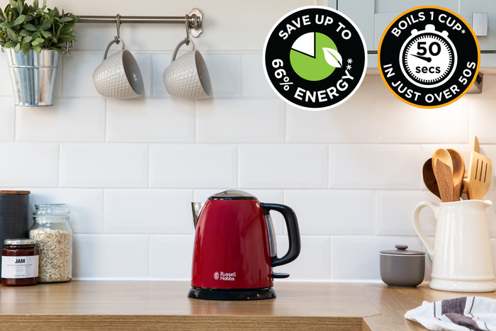 Russell Hobbs Colours Plus+ Mini Rood product in gebruik