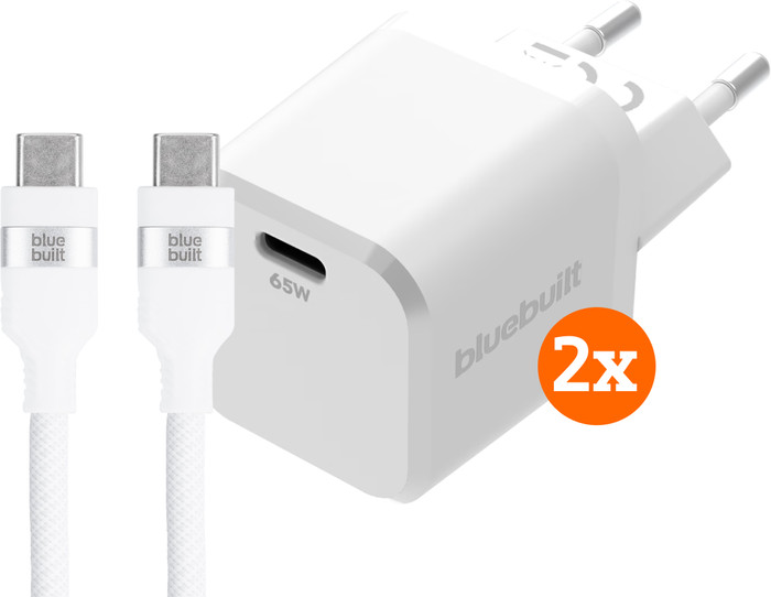 BlueBuilt 65W GaN Usb C Oplader Wit + Usb C Kabel 240W 2m Ny Main Image