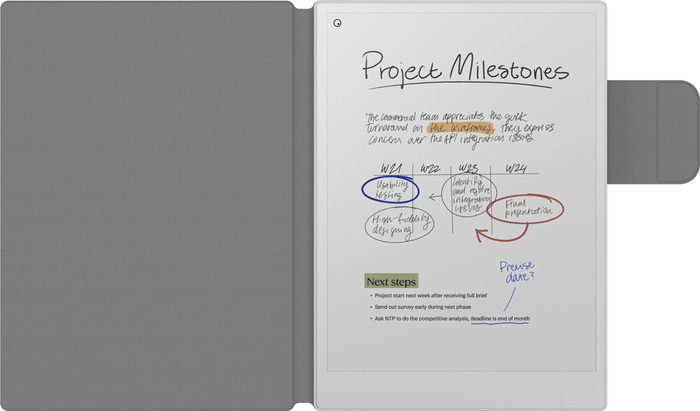 BlueBuilt reMarkable Paper Pro Book Cover Grijs binnenkant