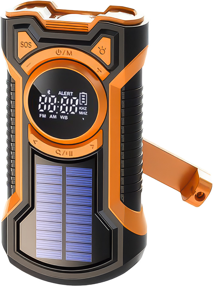 Just in Case Noodradio met Zonnepaneel en Powerbank 5.000 mAh Oranje voorkant