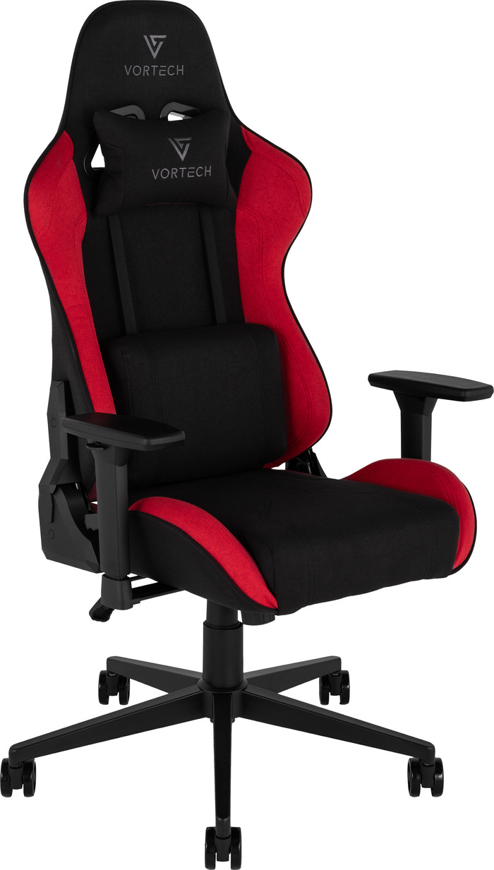 Vortech Essential Gamestoel Rood + Vortech Vloermat Zwart linkerkant