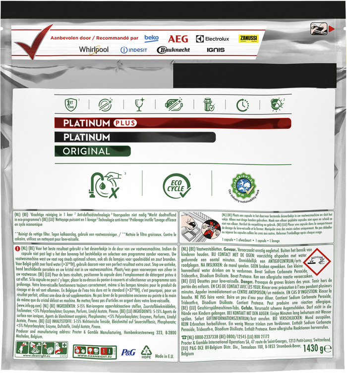 Dreft Vaatwastabletten Platinum All In One Original - 96 stuks verpakking