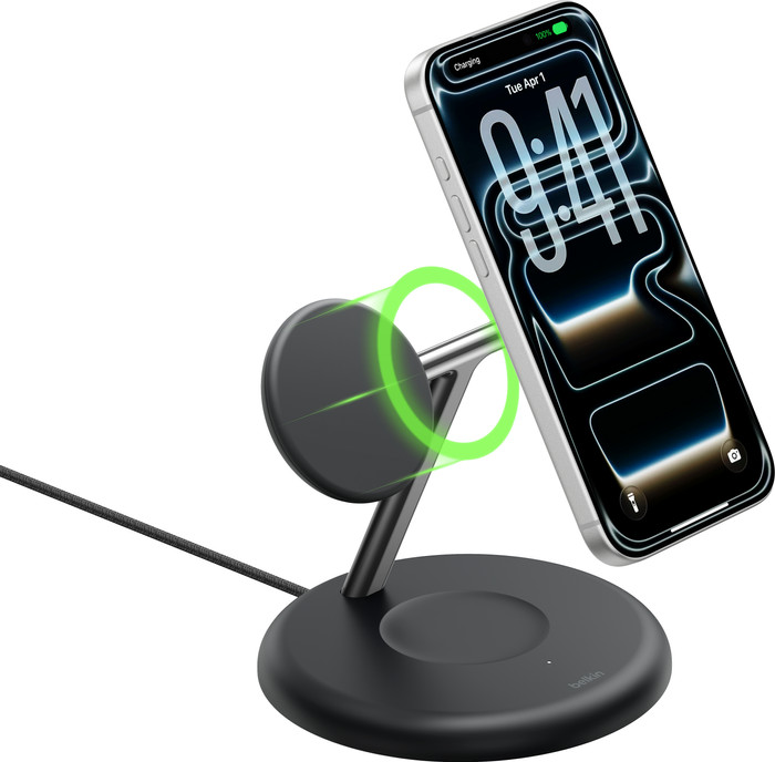Belkin 3-in-1 Draadloze Oplader met MagSafe 25 Watt Zwart voorkant