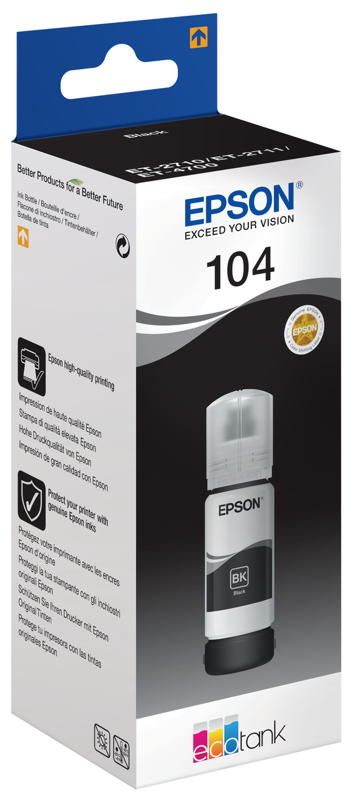 Epson 104 Inktflesje Zwart linkerkant