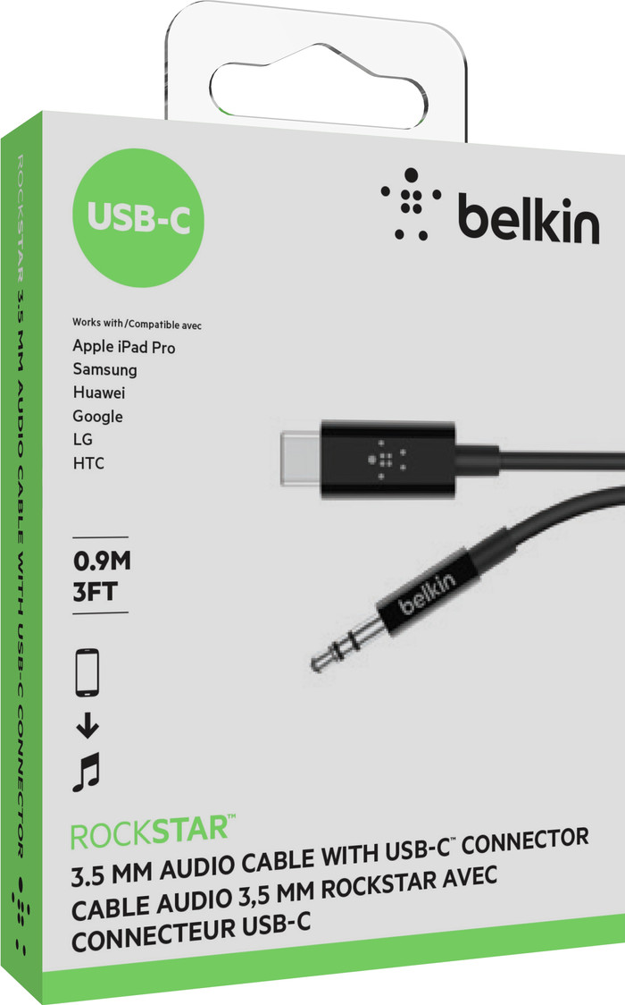 Belkin Rockstar USB-C to 3.5mm Cable Converter 0.9m Black null
