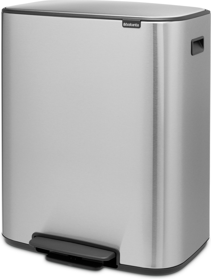Brabantia Bo Pedal Bin 60 Liter Rvs Fingerprint proof + Vuilniszakken (120 stuks) linkerkant