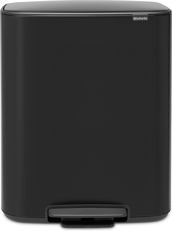 Brabantia Bo Pedal Bin 2 x 30 Liter Matt Black + Vuilniszakken (120 stuks) voorkant
