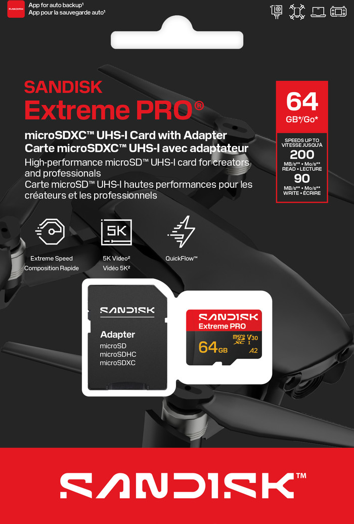 SANDISK Extreme PRO microSDXC 64GB 200MB/s verpakking