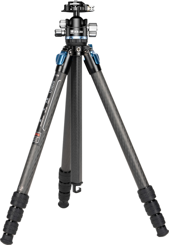 Sirui Waterproof Carbon Travel Tripod ST-124 + KS-30 balhoofd voorkant