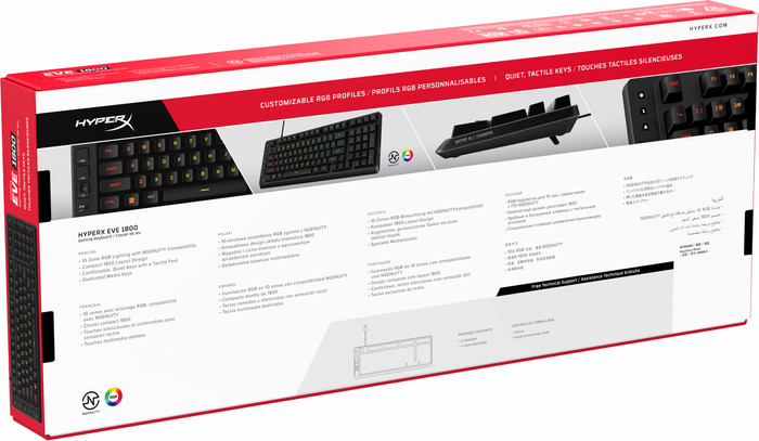 HyperX Eve 1800 Gaming Toetsenbord Qwerty verpakking