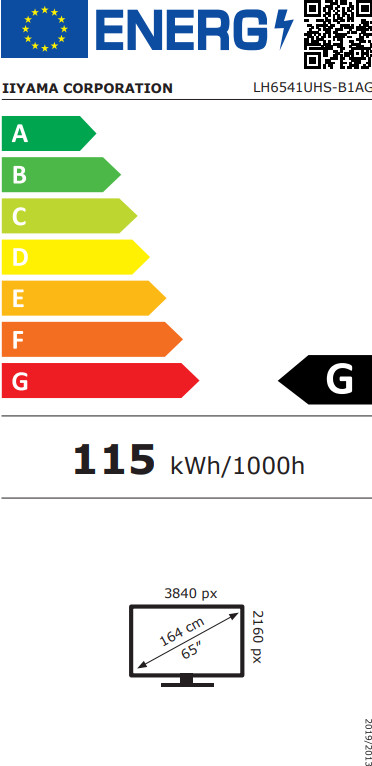 iiyama ProLite LH6541UHS-B1AG energielabel