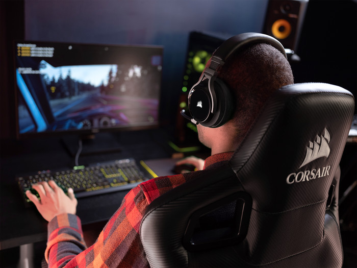 Corsair Virtuoso RGB Wireless Gaming Headset Carbon product in use