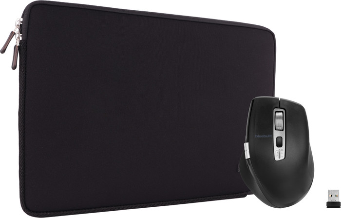 BlueBuilt Laptophoes voor Apple MacBook Pro 14 inch Zwart + BlueBuilt Maximus Draadloze Ergonomische Bluetooth Muis Main Image