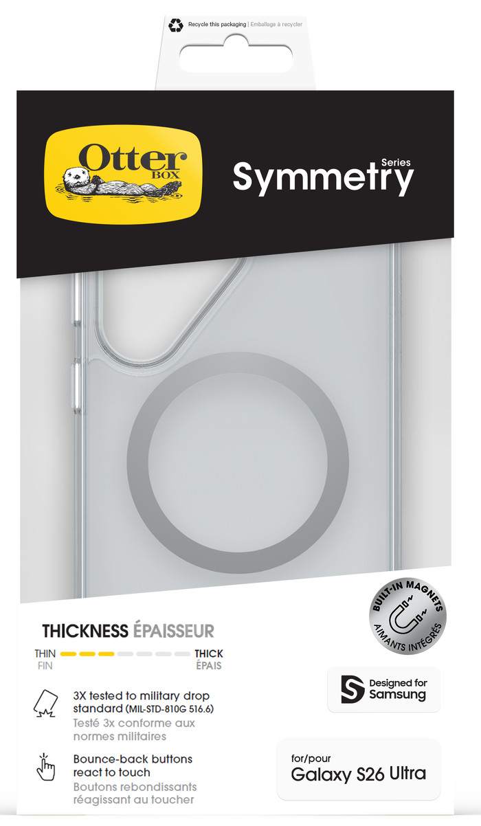 OtterBox Symmetry Samsung Galaxy S26 Ultra Back Cover with Magnet Transparent packaging