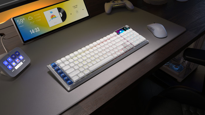 Corsair Vanguard AIR 99 Wireless Gaming Toetsenbord Wit Qwerty product in gebruik