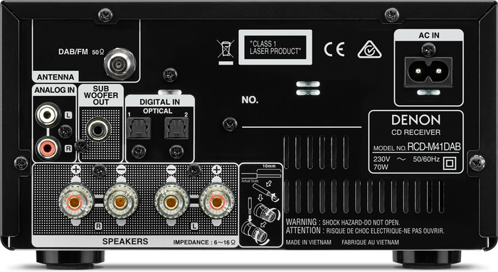 Denon D-M41DAB Zwart achterkant