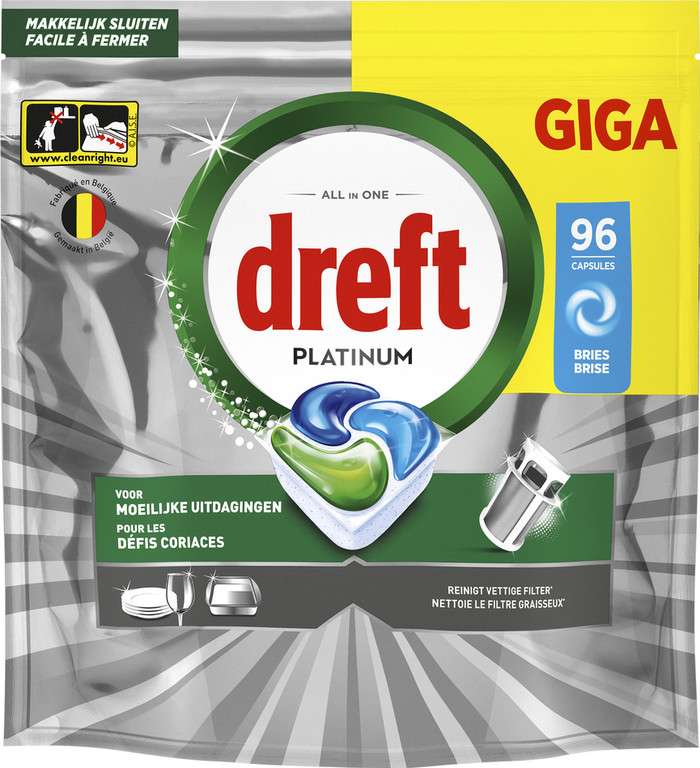 Dreft Vaatwastabletten Platinum All In One  - 96 stuks Main Image