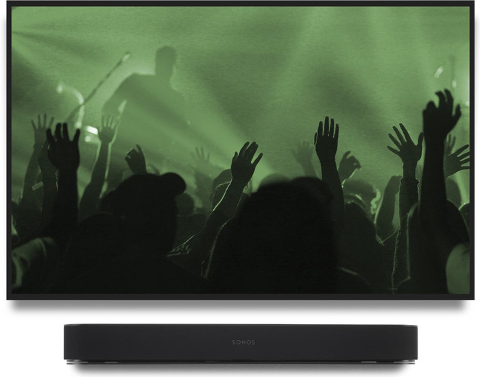 Flexson Sonos Beam Muurbeugel Zwart product in gebruik
