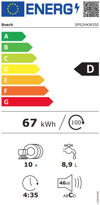 Bosch SPS2HKW55E energielabel