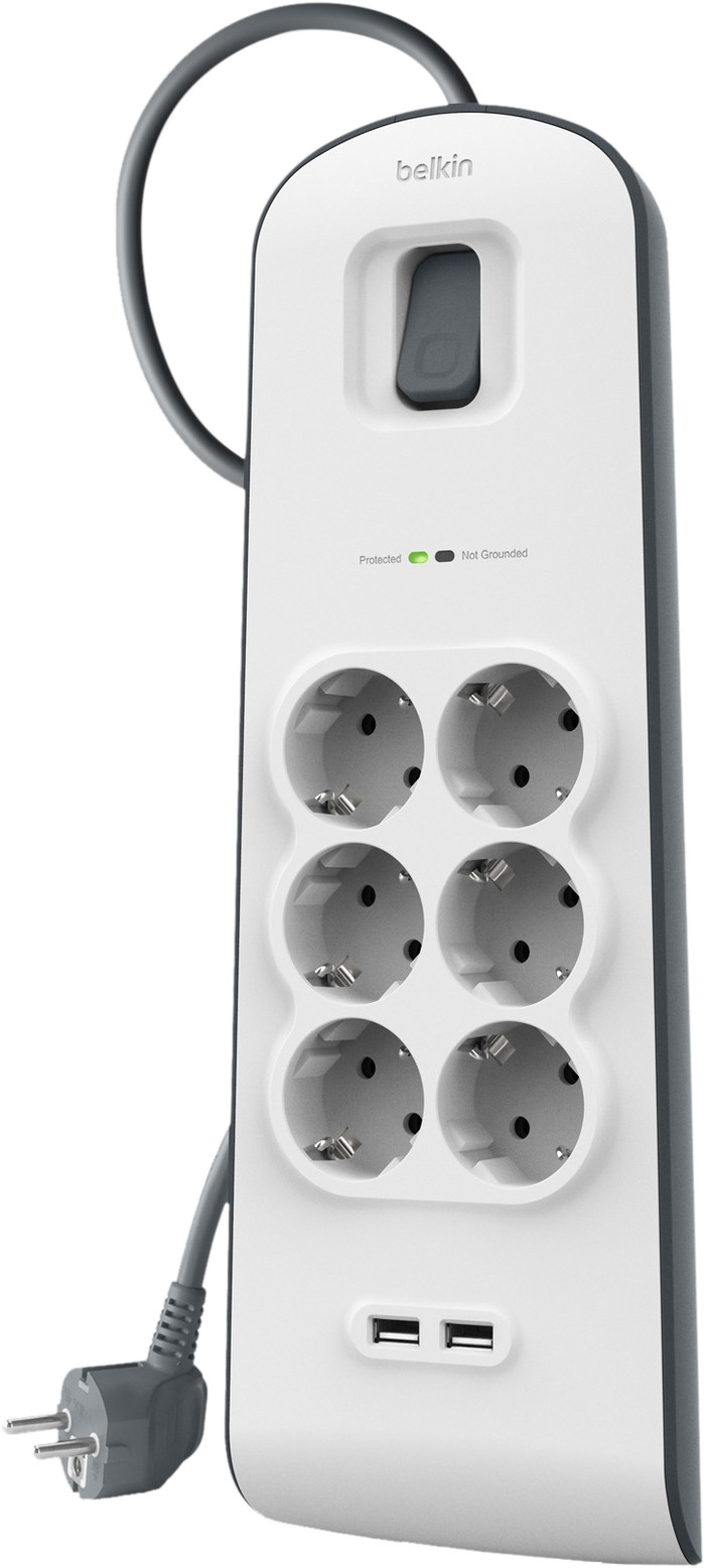 Belkin Surge Protector 6 outlet 2 meter 2x usb Main Image