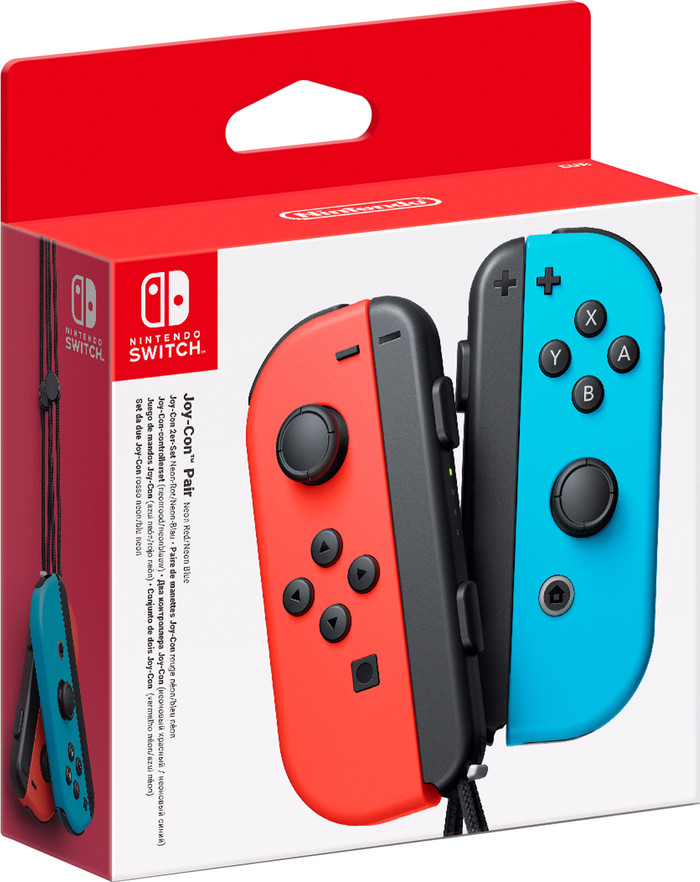 Nintendo Switch Joy-Con set Rood/Blauw + Nintendo Switch Joy-Con Charge Grip voorkant