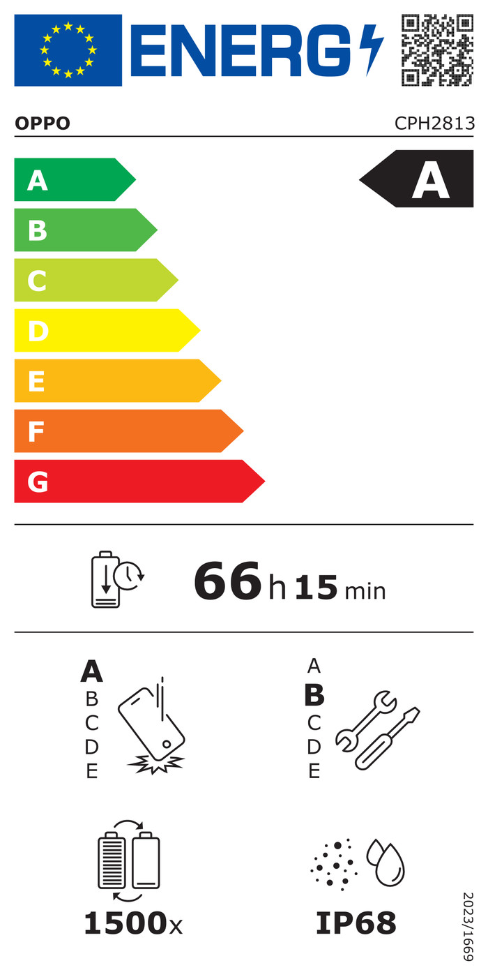 OPPO Reno15 Pro 512GB Bruin 5G energielabel