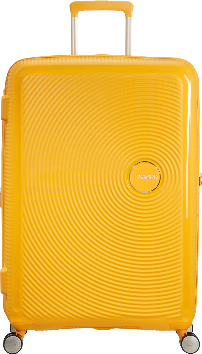 American Tourister Soundbox Expandable Spinner 77cm Golden Yellow voorkant