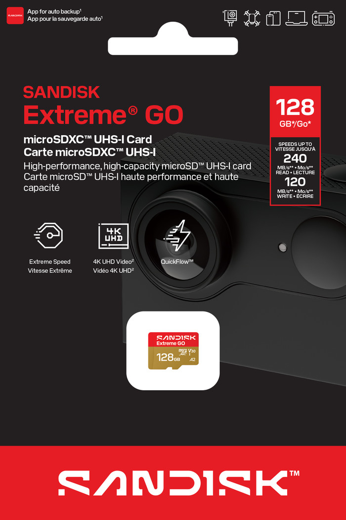 SANDISK Extreme GO microSDXC 128GB 240MB/s verpakking