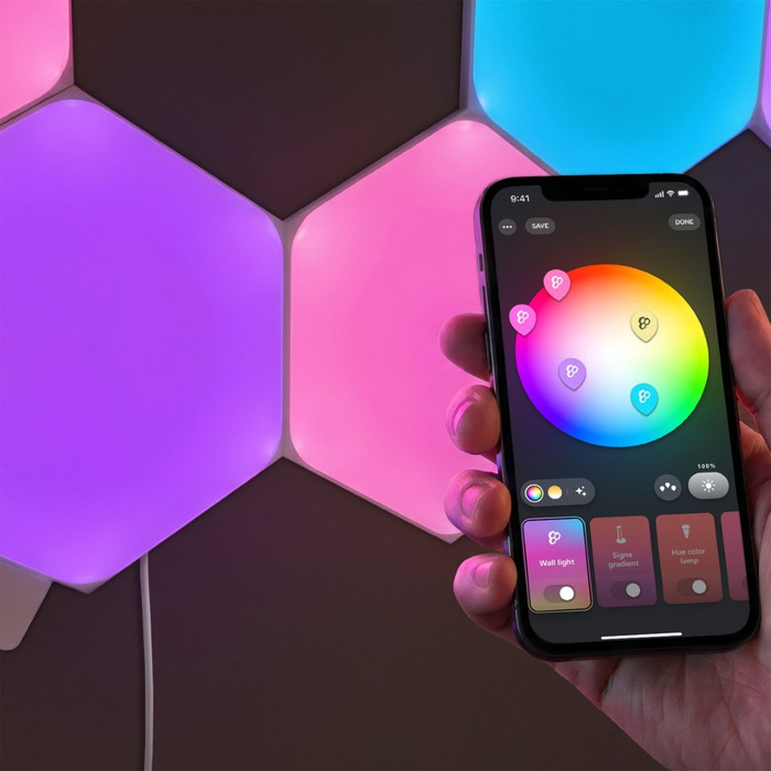 Philips Hue Nanoleaf Wandmodule product in gebruik