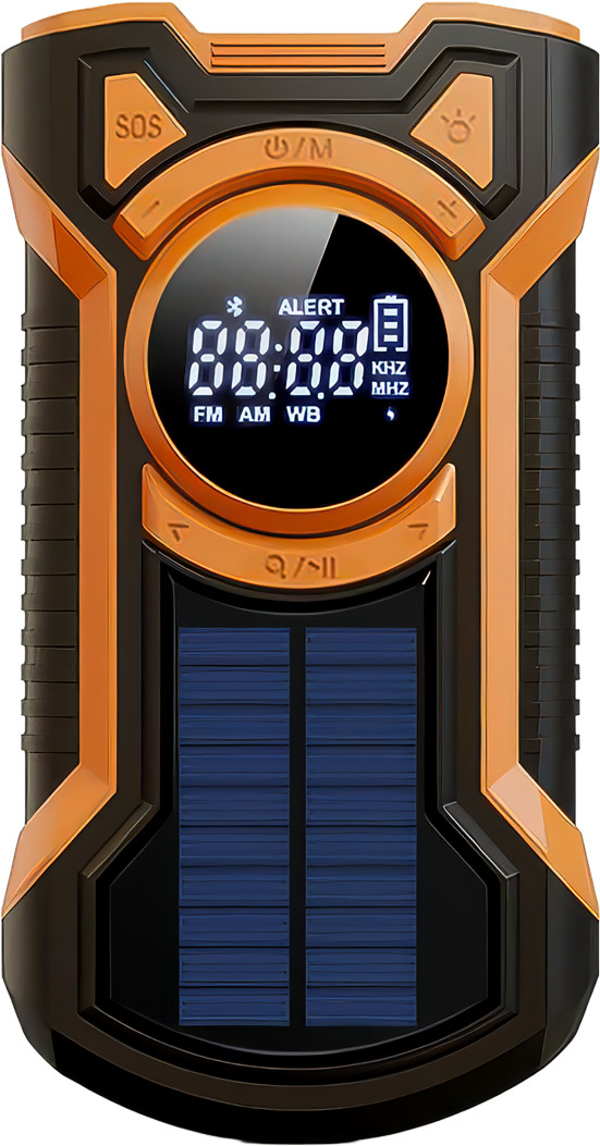 Just in Case Noodradio met Zonnepaneel en Powerbank 5.000 mAh Oranje voorkant