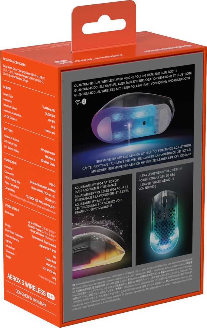 SteelSeries Aerox 3 Draadloze Gaming Muis Zwart verpakking