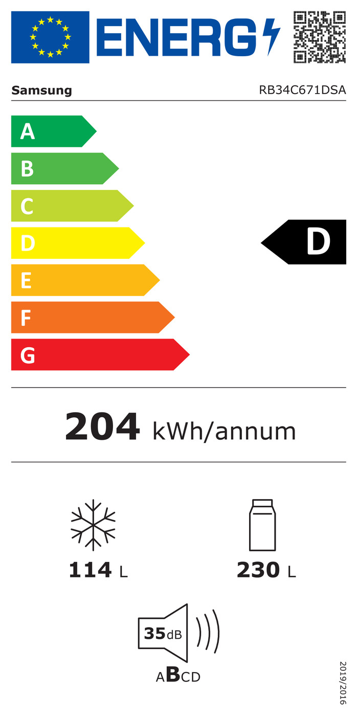Samsung RB34C671DSA/EF energy label