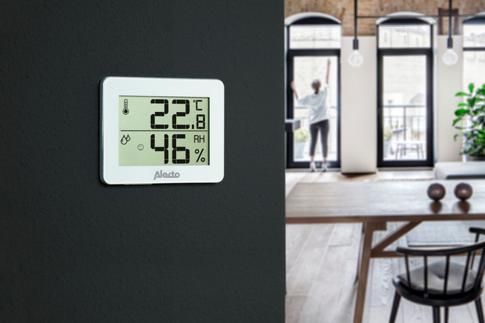Alecto WS-55 Thermometer + Hygrometer product in gebruik