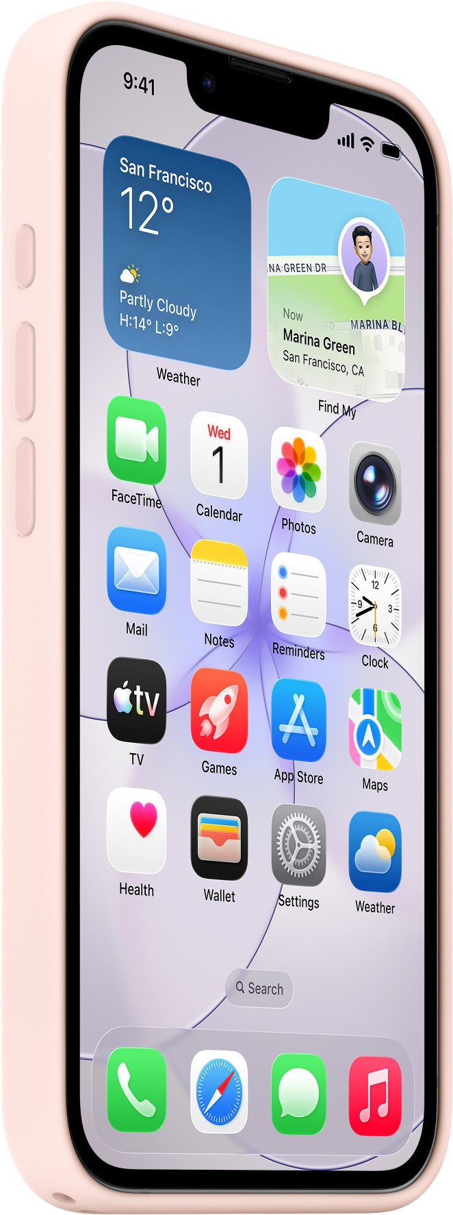 Apple iPhone 17e Back Cover met MagSafe Zachtroze rechterkant