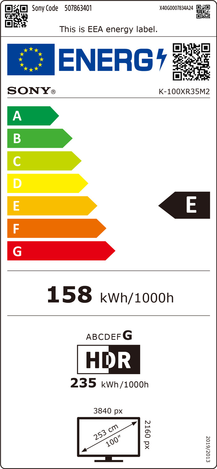 Sony Bravia 3 II Led 100" (2026) energielabel