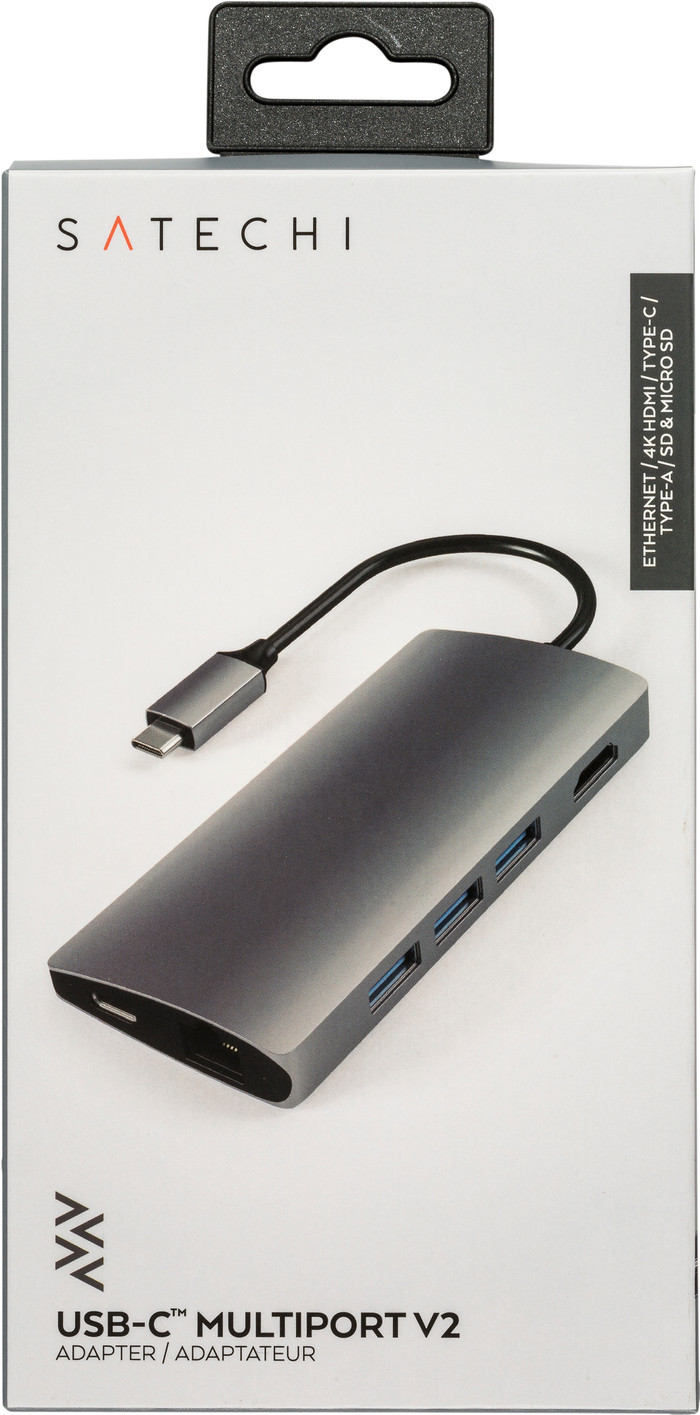 Satechi USB-C to USB-A, Ethernet, and HDMI Dock Space Gray packaging