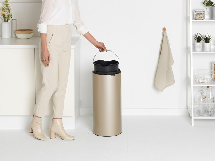 Brabantia Touch Bin 30L Metallic Gold product in use